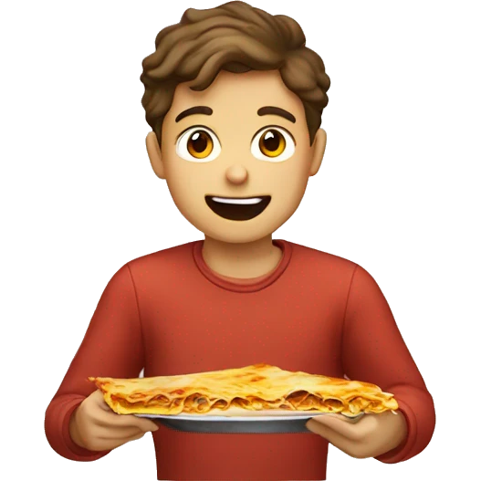 Boy eating lasagna  emoji