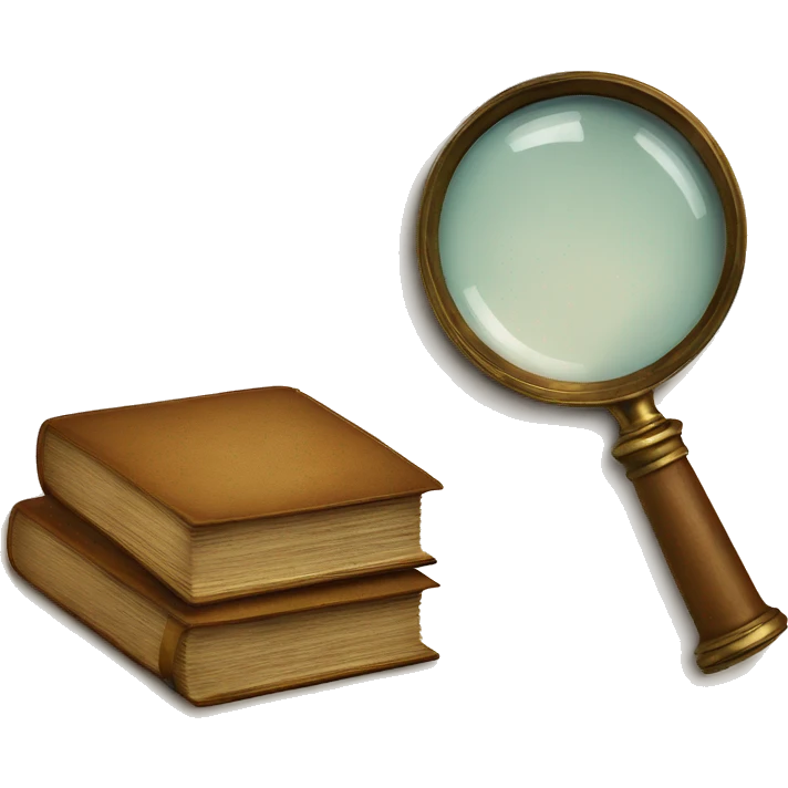 vintage book with magnifying glass emoji