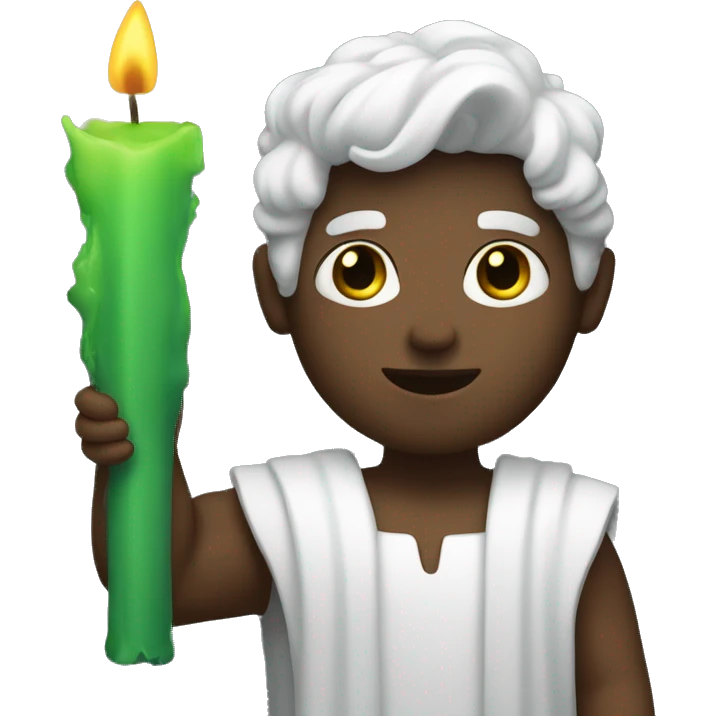 white god holding green candle emoji