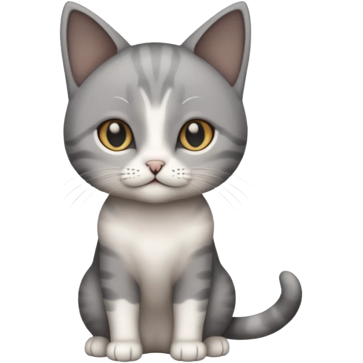 full body small short hair dark grey and white cat emoji