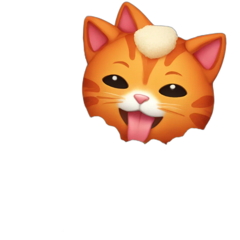 red cat eat onigiri emoji