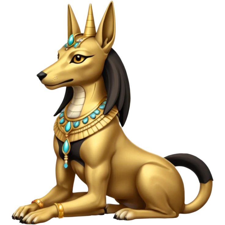 Ancient style lavishly adorned anubis staged formally sitting posed emoji