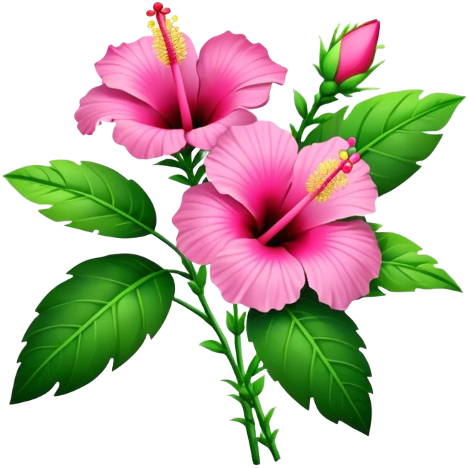 bouquet Hawaiian hibiscus, luxuriant, stem, leaf, bud emoji