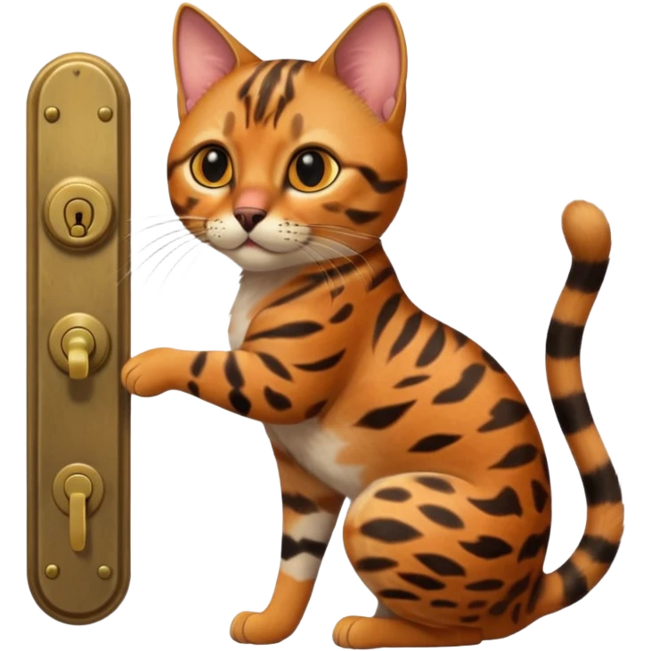 A bobtailed bengal turning a doorknob emoji