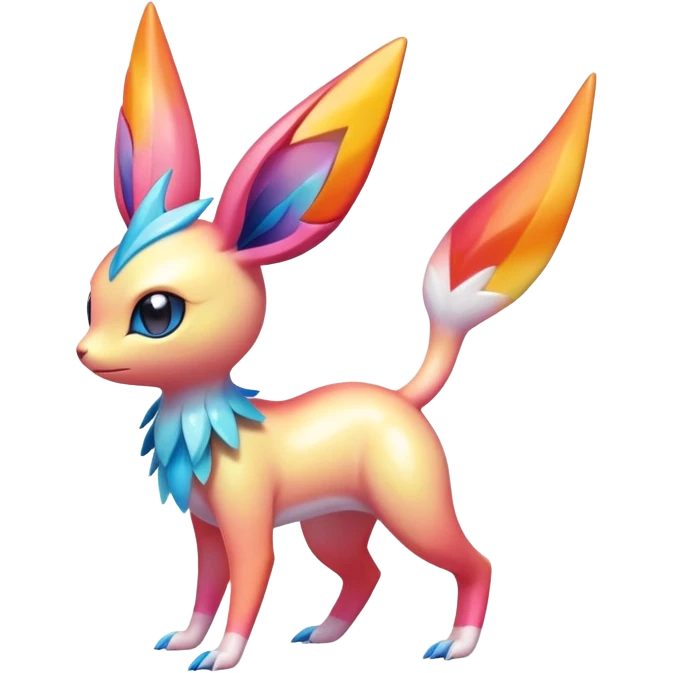Colorful Shiny Exotic Victini-Salandit-Aurorus-Sylveon-Fakémon-hybrid-creature (full body)  emoji