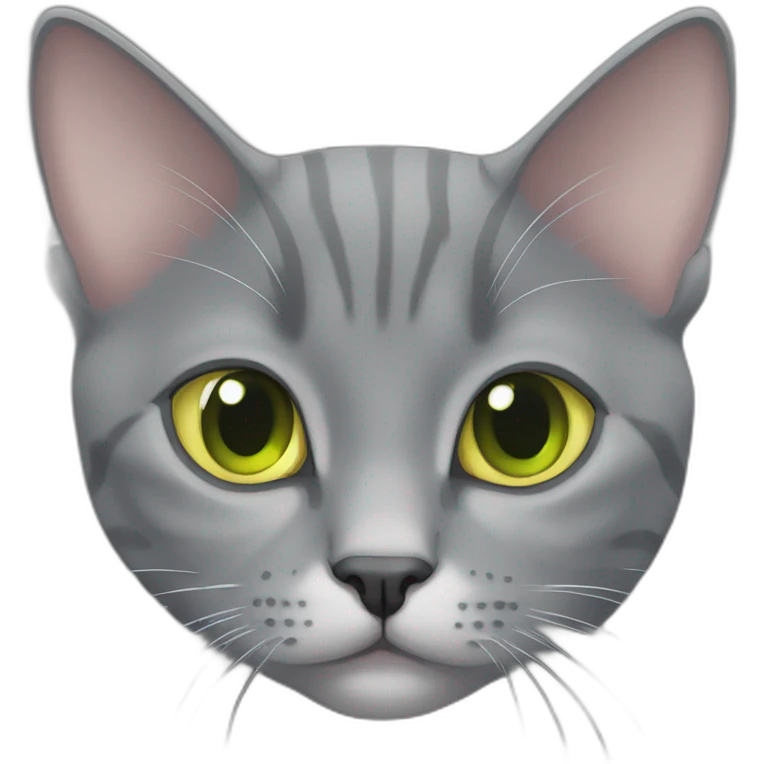 fully grey american short hair cat cute yellowgreen eyes emoji