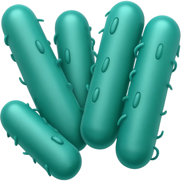 Multiple Lactobacillus bacteria emojis, thick rod shape, teal green, soft fibrous texture, clean ingredient icon style
 emoji