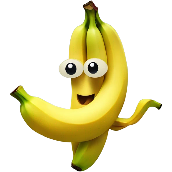 Two headed banana holding an apple emoji