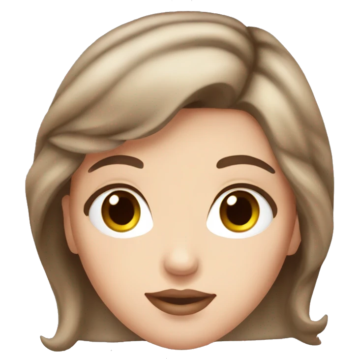 White Girl with brown hair, brown eyes and pink lips emoji