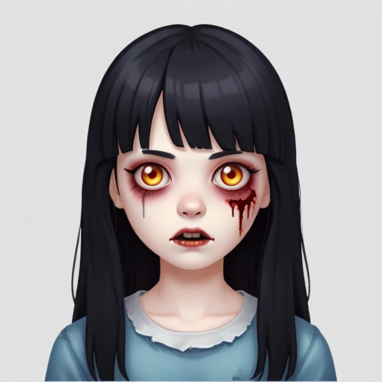 zombie girl with bangs and long black hair emoji