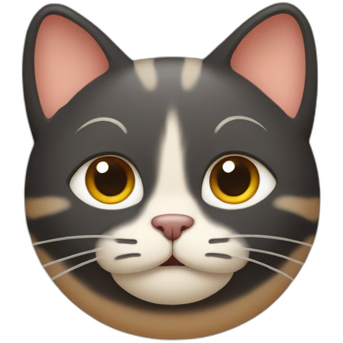 Threecolor cat with line in the middle of face emoji