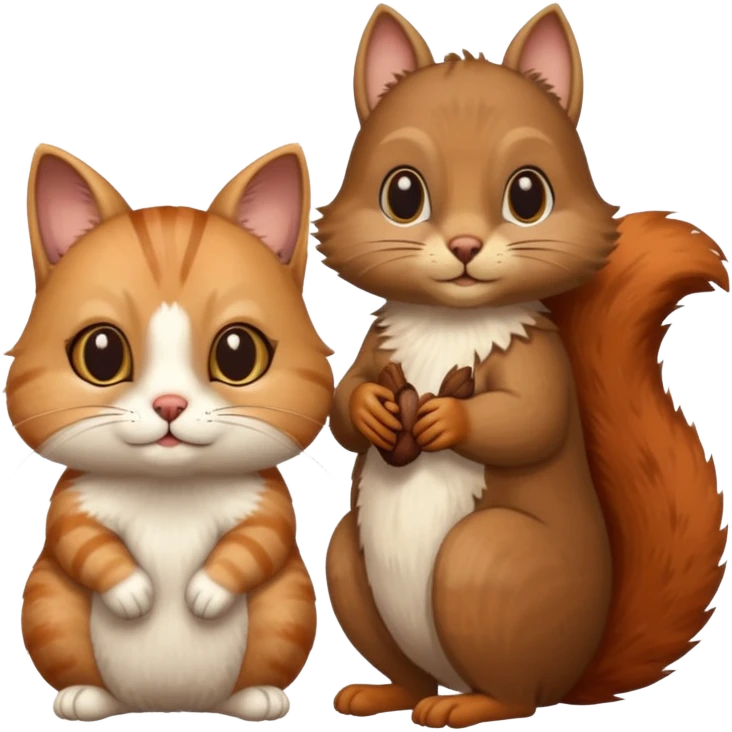 cat next to a squirrel with no eyes emoji