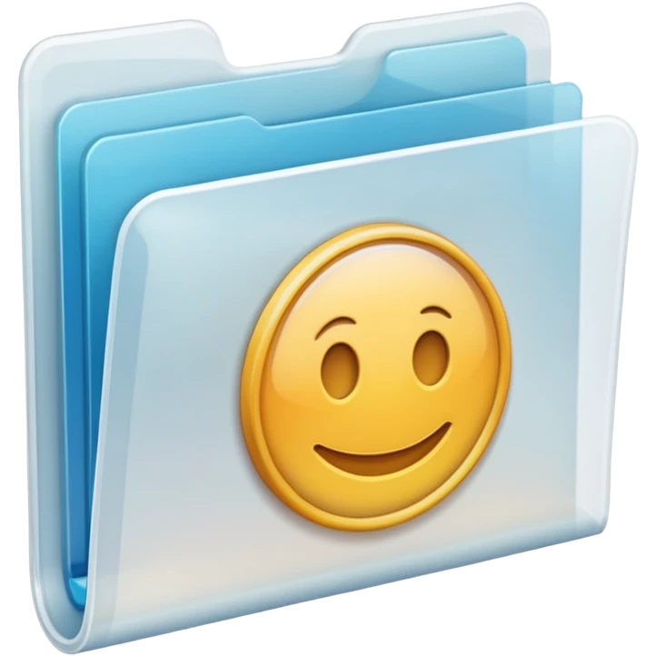A **simple emoji-style icon** of a **transparent white plastic folder**, minimal and clean, with **rounded corners**, subtle translucency, soft shading, and a **small Concert arena symbol** on the front.
 emoji