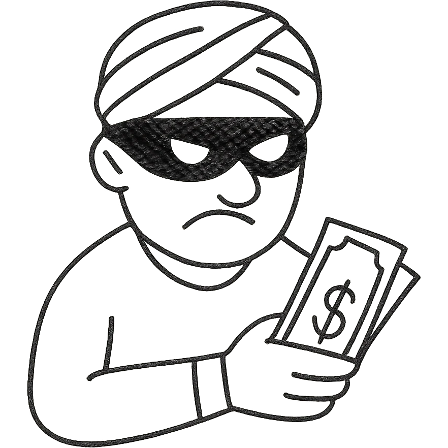 black robber holding cash, wearing a turban emoji