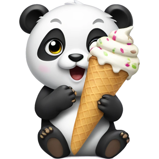 Panda eating ice cream emoji
