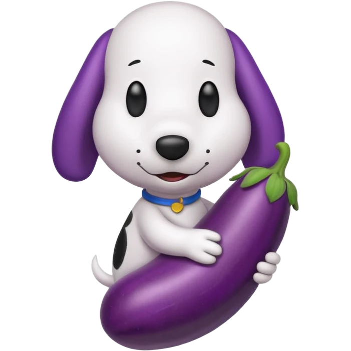 Snoopy with an eggplant emoji