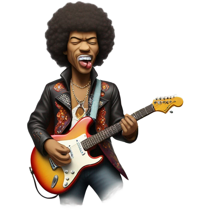 jimi hendrix licking a guitar emoji