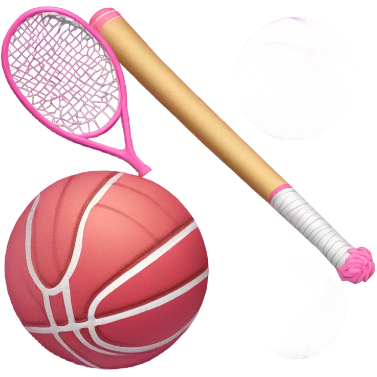 Pink basketball pink baseball bat and pink tennis racket emoji