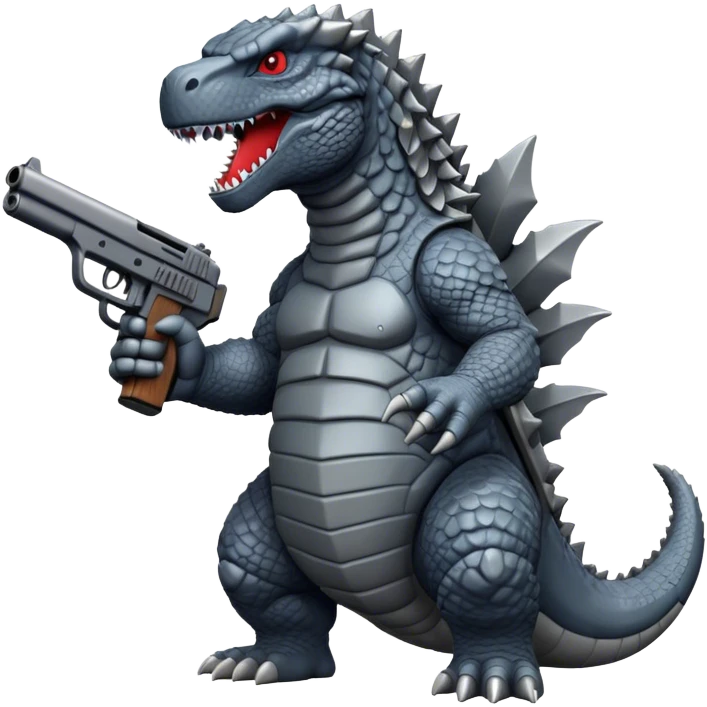 Godzilla whit a gun emoji