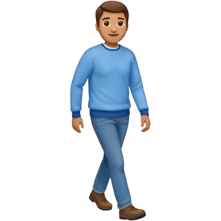 man with blue jean light blue sweater walking emoji