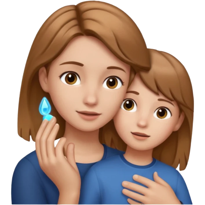 A girl holding an boys ear emoji