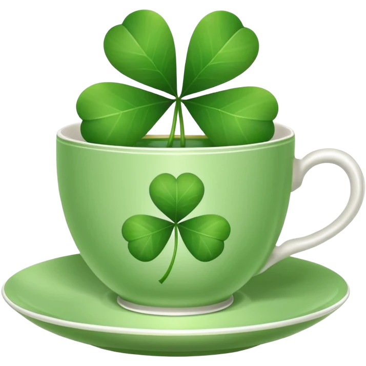 Four leaf clover teacup emoji