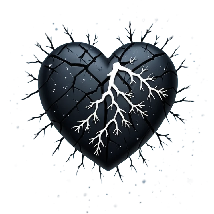 emo heart with night sky and falling snow emoji