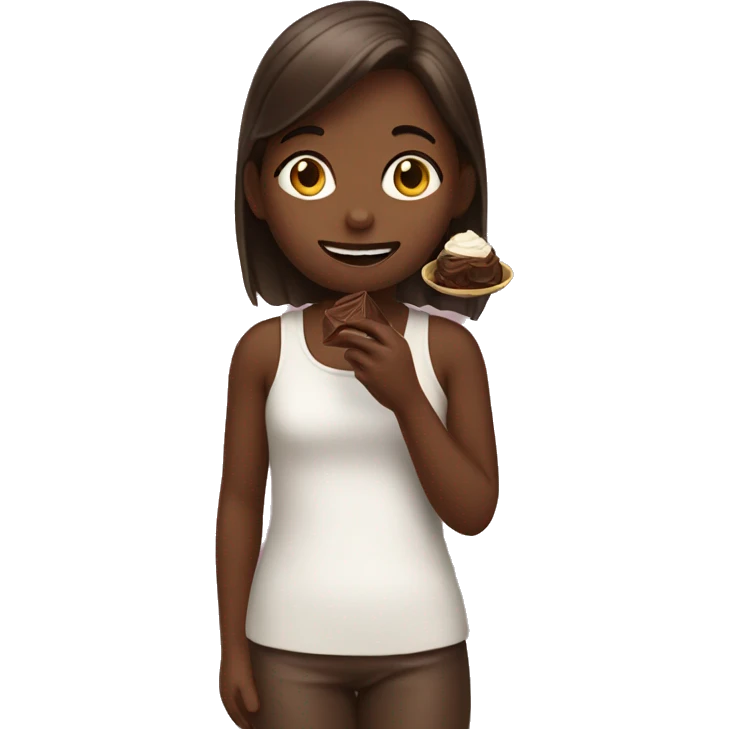 Girl eating chocolate emoji