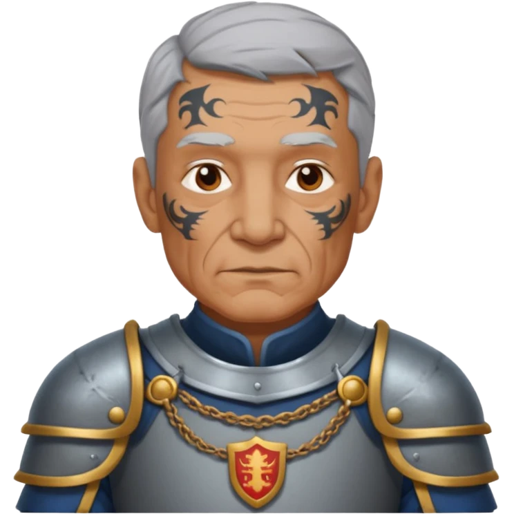 elderly tattooed knight, tattooed shoulder emoji