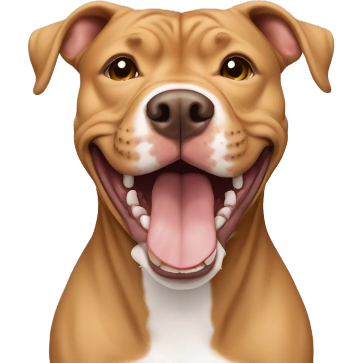 light brown american pitbull terrier, smiling, without white spot emoji