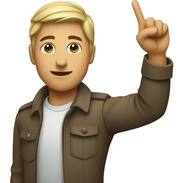 A person raising their arm and pointing to something in the distance in the top left corner emoji