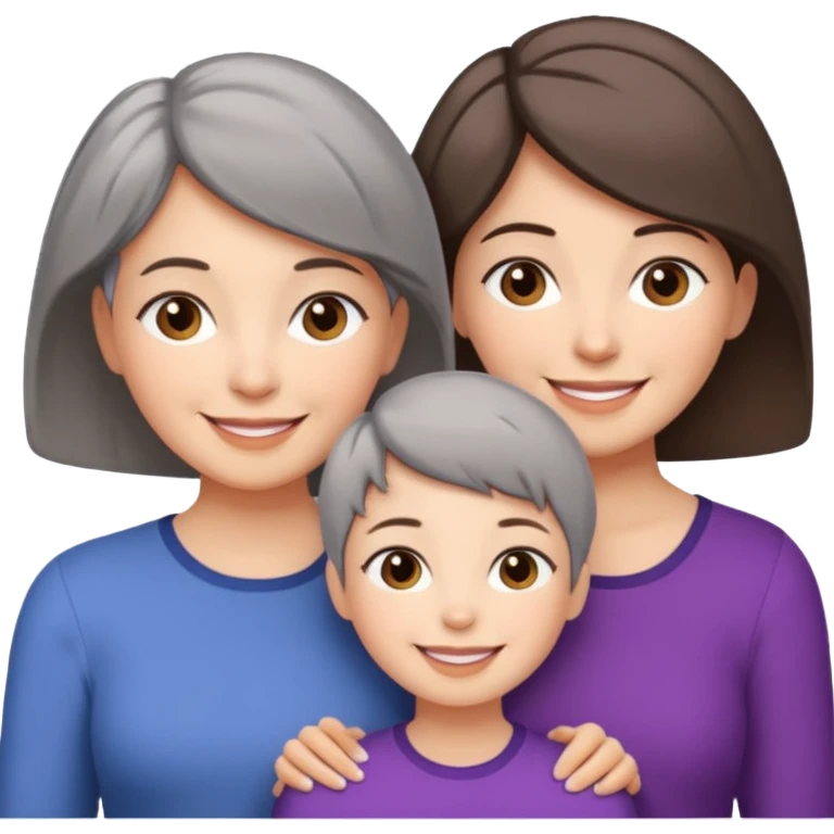 A mum with short Gray hair and her two adult daughters with brown hair emoji