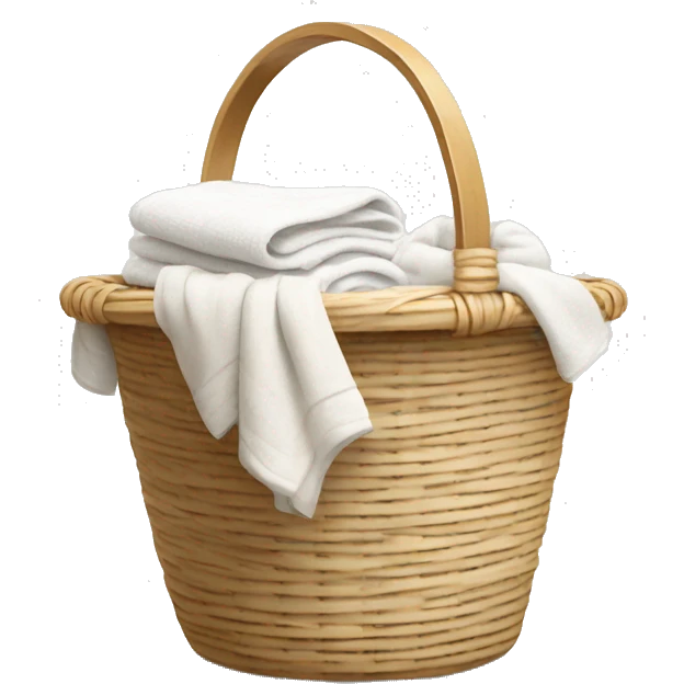 Light beige laundry raffia basket with white clothes emoji