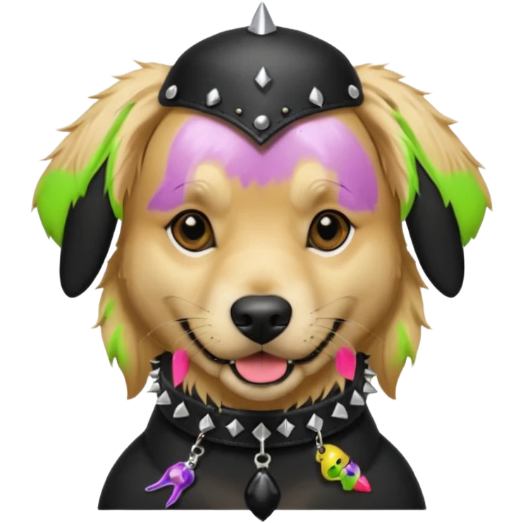 golden retriever dog wearing goth accessories emoji