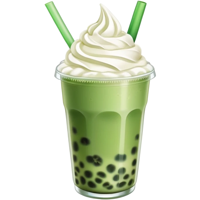green bubble tea with whipped cream on top emoji