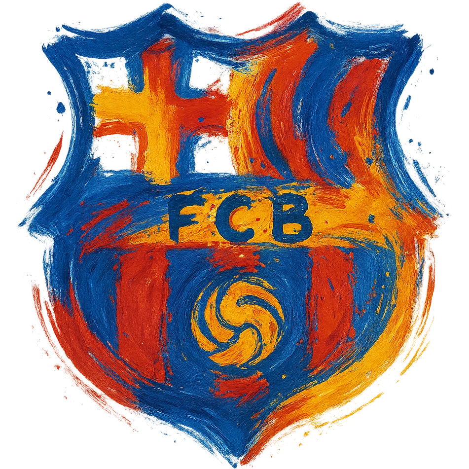 Barcelona football team logo, abstract and artistic, unique and creative representation of the team, vibrant colors and dynamic shapes emoji