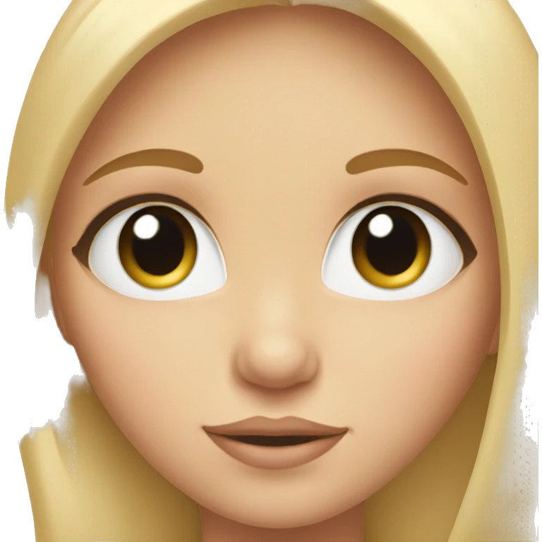 Blonde woman with blue eyes. Holding brunette toddler with brown eyes  emoji