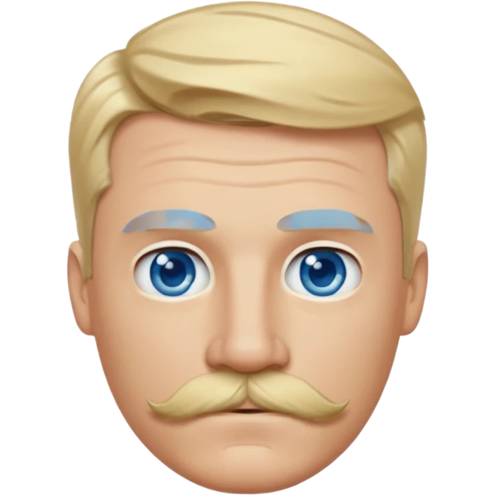 normal emoji 👨🏼 white guy with blond hair, mustache, and blue eyes. No shoulders or neck. Just head. Hair a little mussed and stylish emoji