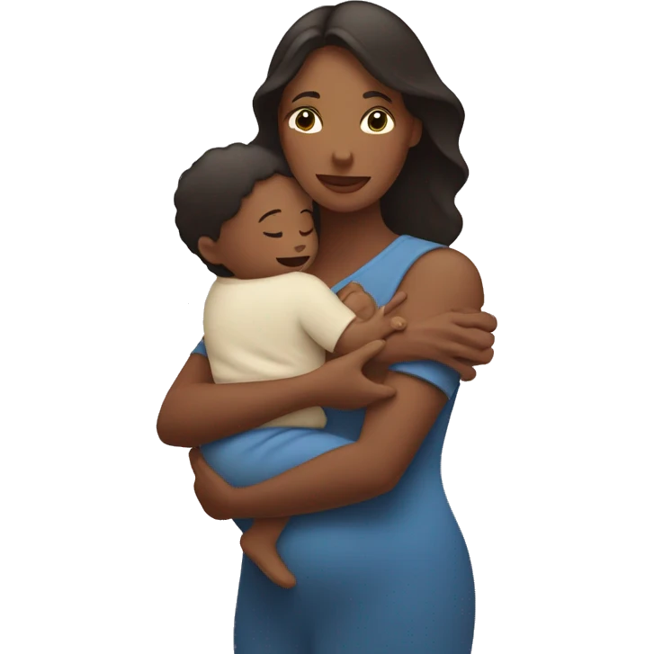 Mom holds the baby in her arms facing each other emoji