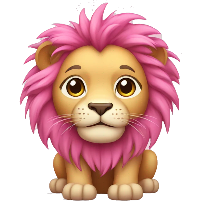 Pink Chibi Cartoon Lion emoji