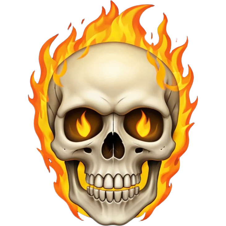 Attitude skull burning on fire emoji