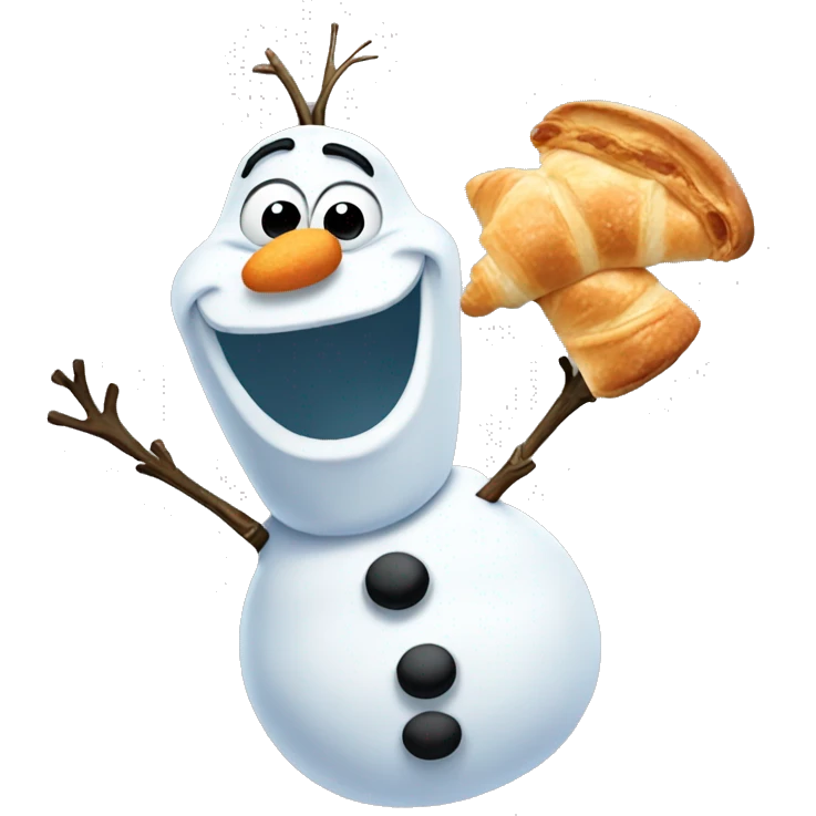 olaf from Frozen eat a croissant emoji
