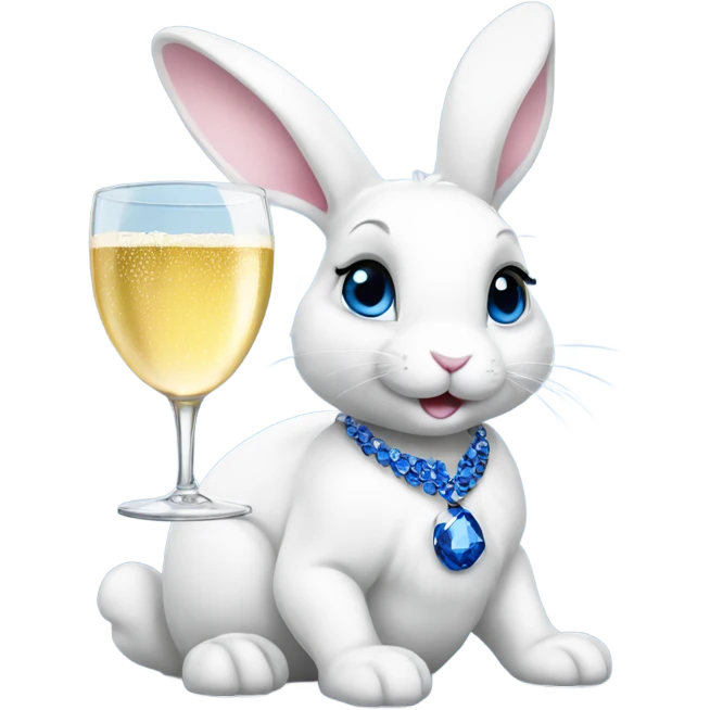 white female bunny wearing sapphires drinking champagne  emoji
