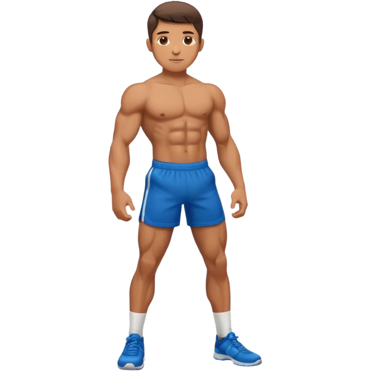 Younger boy buff leg emoji