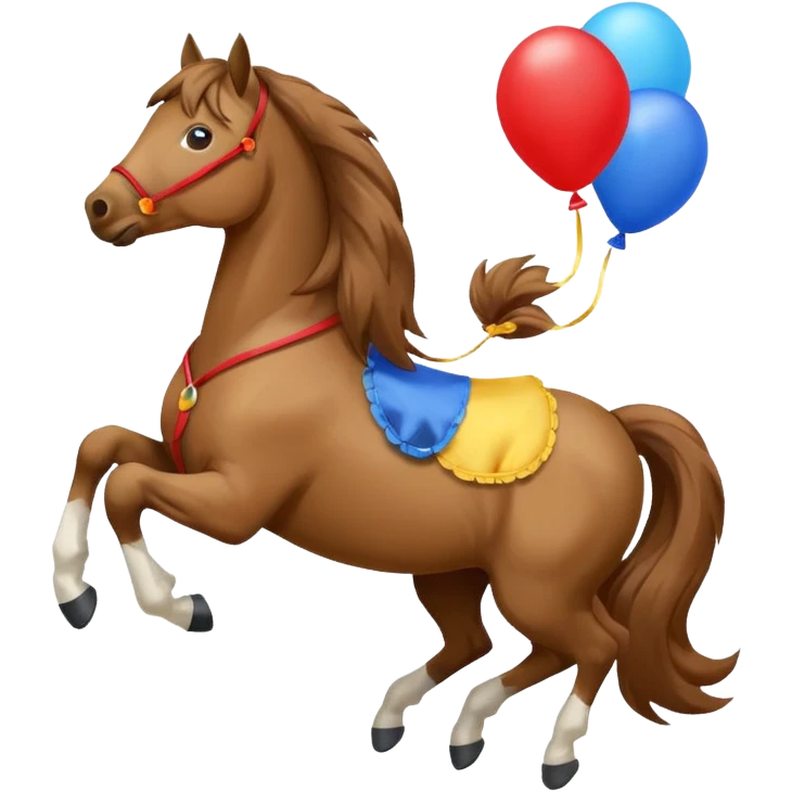 A horse inhaling air from a balloon emoji