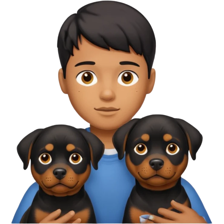 A boy with his rottweiler  emoji