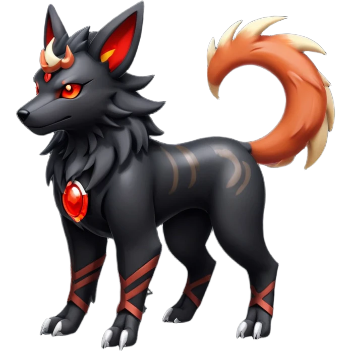 Shiny Gothic Exotic Futuristic Houndoom-Arcanine-Zorua-Torracat-Pokémon-Fakémon-hybrid-creature emoji