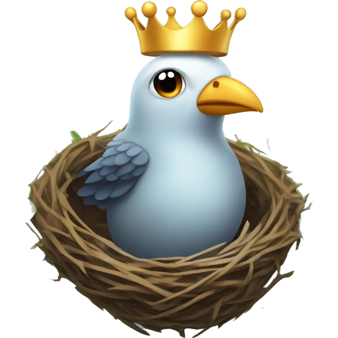 Birdy with crown in nest emoji