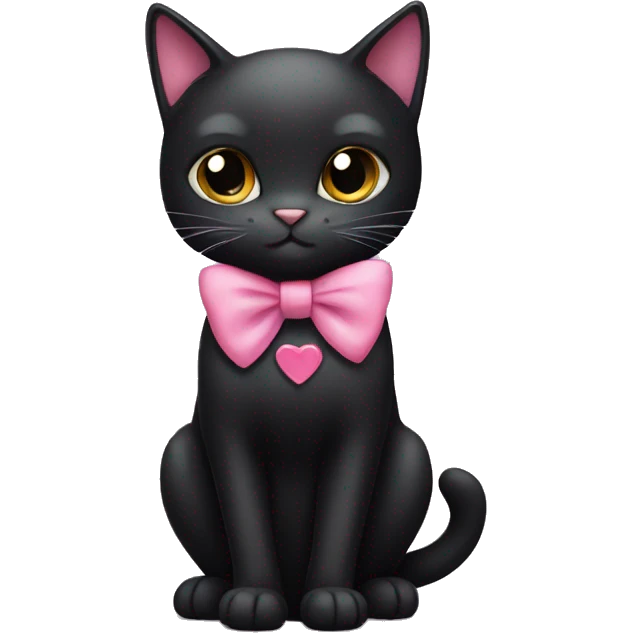 Black cat with pink bow  emoji