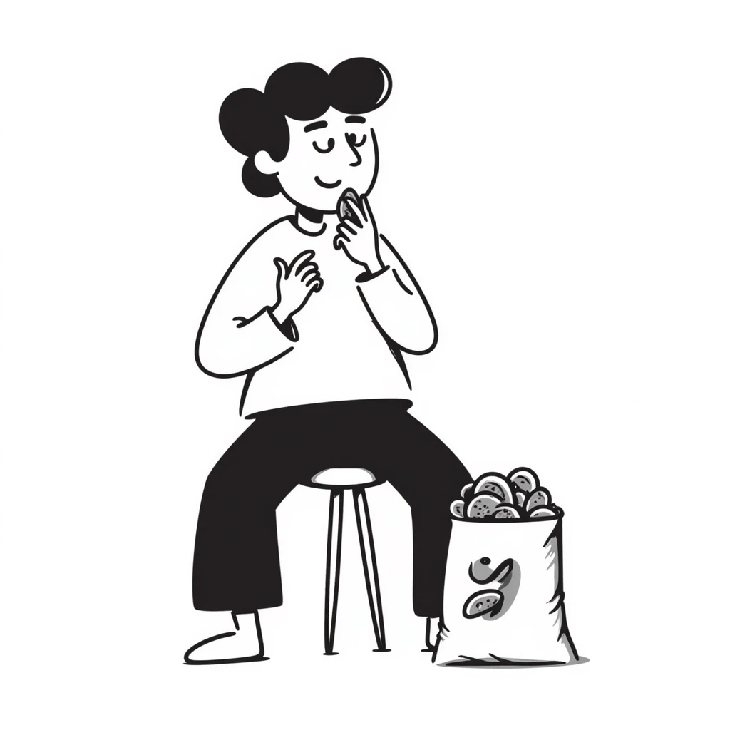 white man eating chips emoji